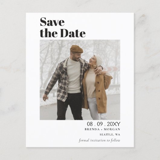 予算シンプルのモダン写真日付カードの保存 (正面)