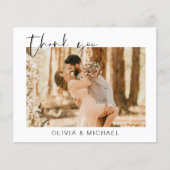 予算シンプルの写真結婚のエレガントサンキューカード (正面)