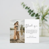 予算シンプルの写真結婚のエレガントサンキューカード (スタンド正面)