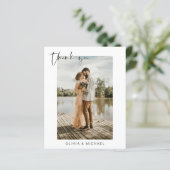 予算シンプルの写真結婚のエレガントサンキューカード (スタンド正面)