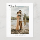 予算シンプルの写真結婚のエレガントサンキューカード (正面)