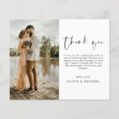 予算シンプルの写真結婚のエレガントサンキューカード (正面)
