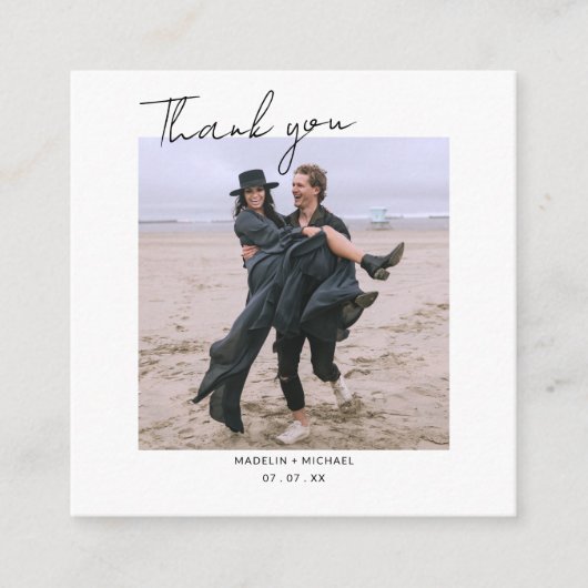 予算シンプルの結婚サンキューカード エンクロージャーカード (正面)