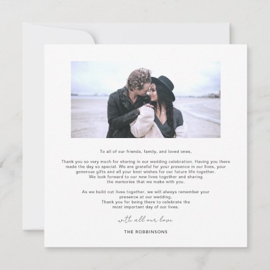 予算シンプルの結婚サンキューカード サンキューカード (裏面)