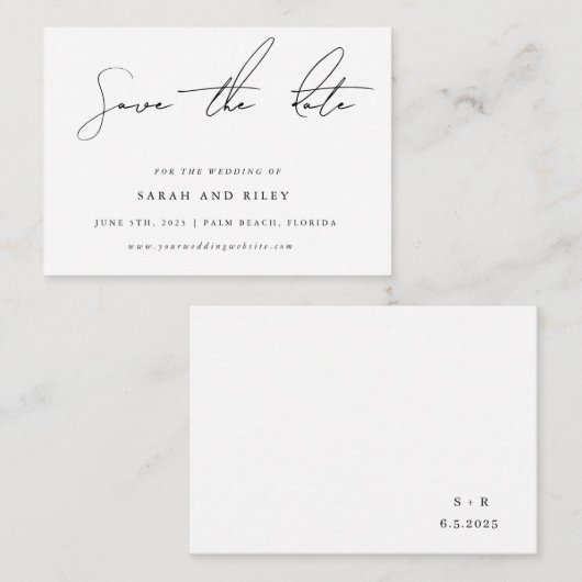 予算シンプルの結婚式日付の保存招待状 ノートカード (正面/裏面)
