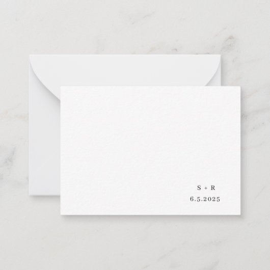 予算シンプルの結婚式日付の保存招待状 ノートカード (裏面)