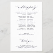 予算シンプルの脚本ダークネイビー結婚式プログラム チラシ (裏面)