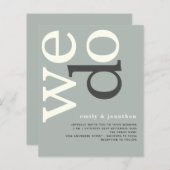 予算シンプルアイボリーセージ文字結婚式の招待 (正面/裏面)