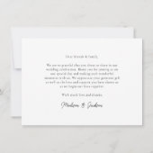 予算シンプルエレガントモダン結婚の写真 サンキューカード (裏面)