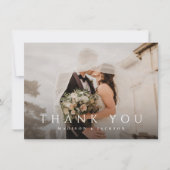 予算シンプルエレガントモダン結婚の写真 サンキューカード (正面)