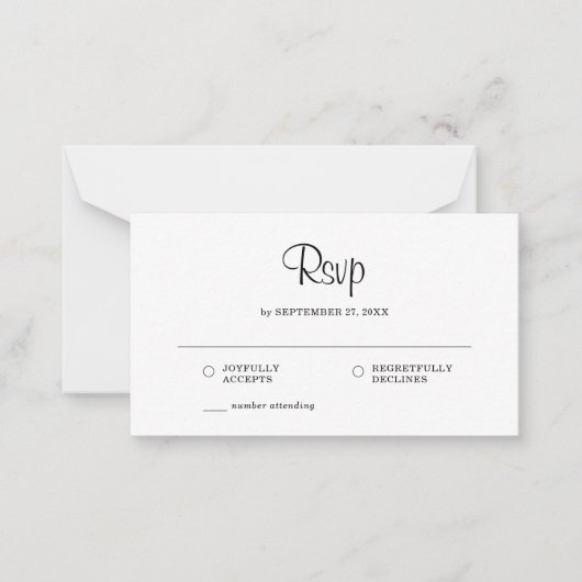 予算シンプルエレガント素朴RSVP結婚の ノートカード (正面)