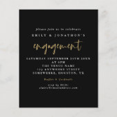 予算シンプルスクリプト金ゴールドブラック婚約招待状 (正面)