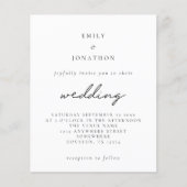 予算シンプルスクリプトQRコード結婚式招待状 (正面)