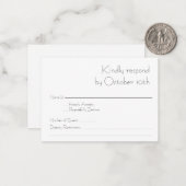予算シンプルタイポグラフィモダン白黒RSVP ノートカード (正面/裏面インサイチュ)