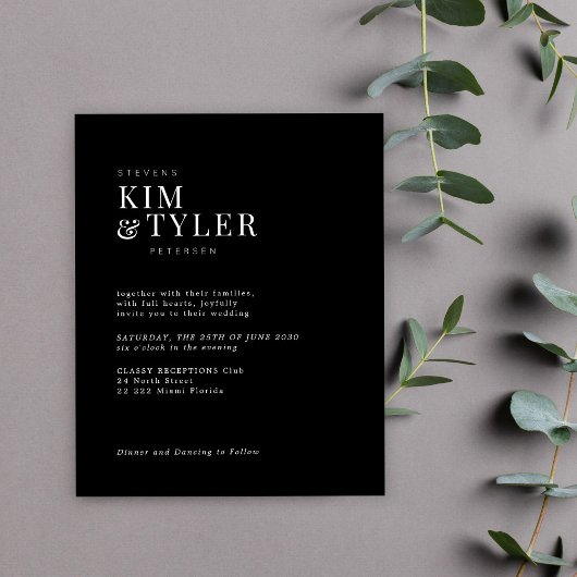 予算シンプルタイポグラフィモダン結婚式招待状