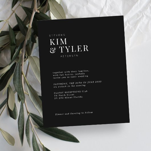 予算シンプルタイポグラフィモダン結婚式招待状