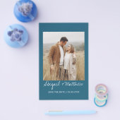 予算シンプルティール（緑がかった色）保存日付招待状 チラシ (シングル)