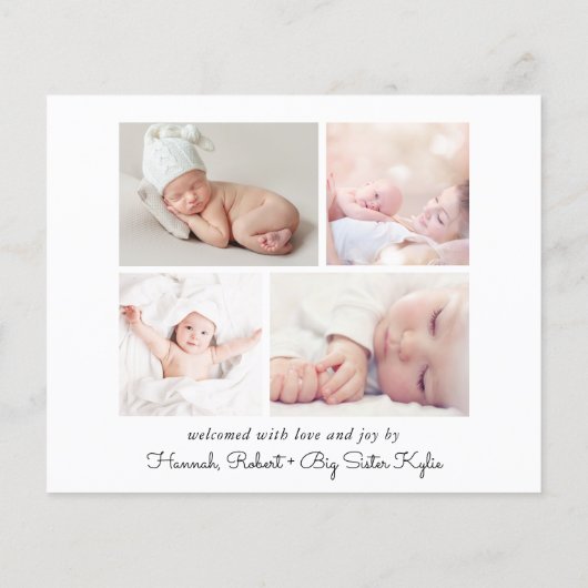 予算シンプルフォトコラージュ誕生発表 (裏面)