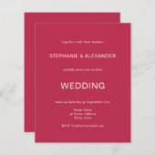 予算シンプルマゼンタQRコード結婚式招待状 (正面/裏面)