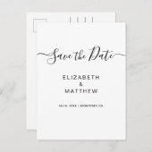 予算シンプルミニマリストスクリプト日付の保存 案内ポストカード (正面/裏面)