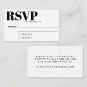 予算シンプルミニマリスト白黒RSVPカード ノートカード (正面/裏面)