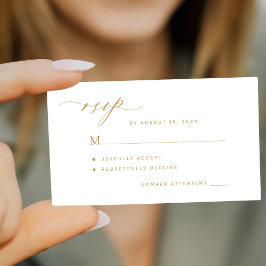 予算シンプルミニマル金ゴールドスクリプト結婚式RSVP ノートカード