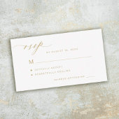 予算シンプルミニマル金ゴールドスクリプト結婚式RSVP ノートカード