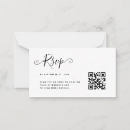 予算シンプルミニマルQRコードRSVP結婚の ノートカード