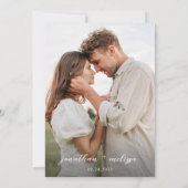 予算シンプルモダンスクリプトQRコード写真結婚の 招待状 (裏面)