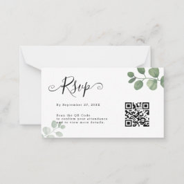 予算シンプルユーカリQRコードRSVP結婚's ノートカード