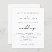 予算シンプル任意の色スクリプト結婚式招待状 (正面/裏面)