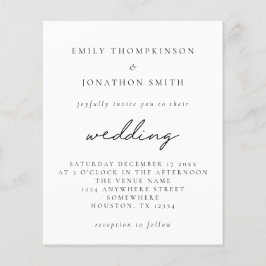 予算シンプル任意の色スクリプト結婚式招待状