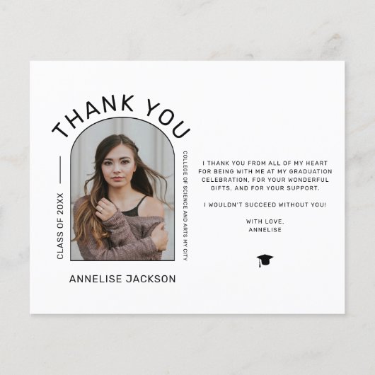 予算シンプル写真の感謝してい卒業あなたはがき (正面)