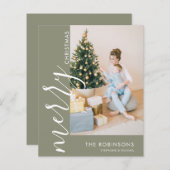 予算シンプル写真モダンメリークリスマス (正面/裏面)