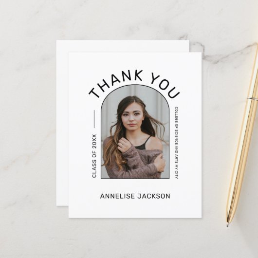 予算シンプル写真卒業サンキューカード (正面/裏面インサイチュ)