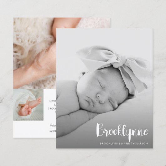 予算シンプル写真誕生のお知らせ (正面/裏面)