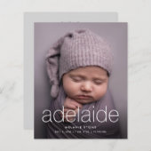 予算シンプル写真誕生のお知らせ (正面/裏面)