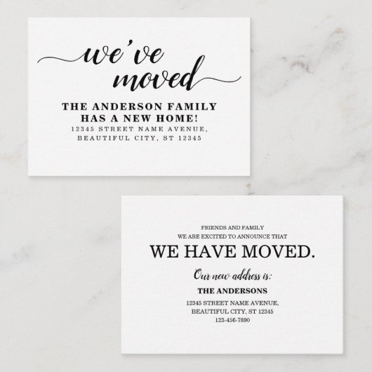 予算シンプル引っ越しました新しいホームムービングカード ノートカード (正面/裏面)