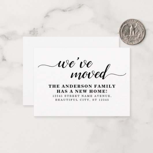 予算シンプル引っ越しました新しいホームムービングカード ノートカード (正面/裏面インサイチュ)