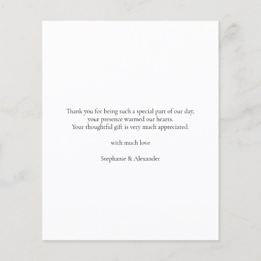 予算シンプル文字白黒結婚ズサンキュー (裏面)