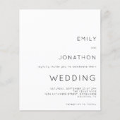 予算シンプル文字白黒結婚式招待状 (正面)