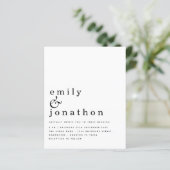 予算シンプル文字白黒結婚式招待状 (スタンド正面)