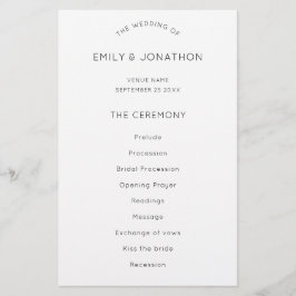 予算シンプル文字白黒結婚式 プログラム