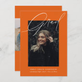 予算シンプル書道3写真卒業 案内状 (正面/裏面)