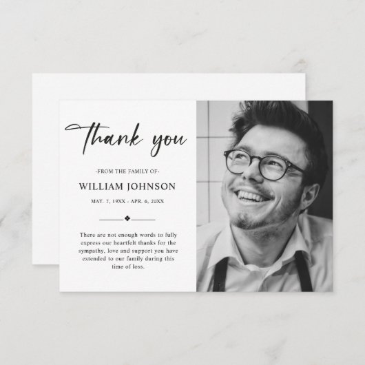 予算シンプル死別悔やみや弔慰葬儀の写真 サンキューカード (正面/裏面)