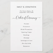 予算シンプル白黒スクリプト結婚式 プログラム (正面)