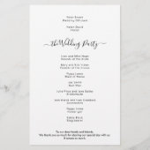 予算シンプル白黒スクリプト結婚式 プログラム (裏面)