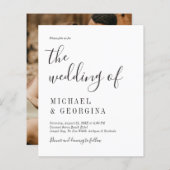 予算シンプル白黒フォト結婚式招待状 (正面/裏面)