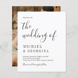 予算シンプル白黒フォト結婚式招待状