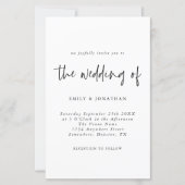 予算シンプル白黒結婚式招待状 (正面)